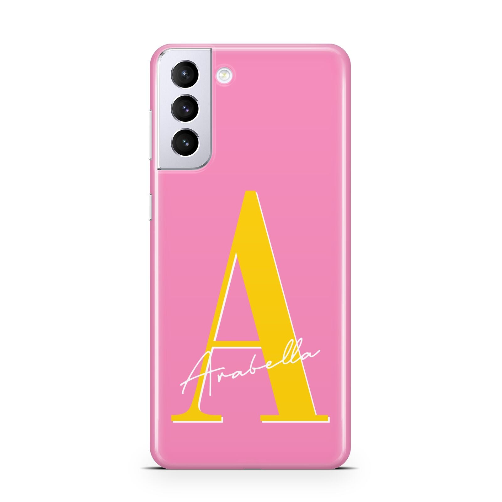 Personalised Pink Yellow Initial Samsung S21 Plus Case