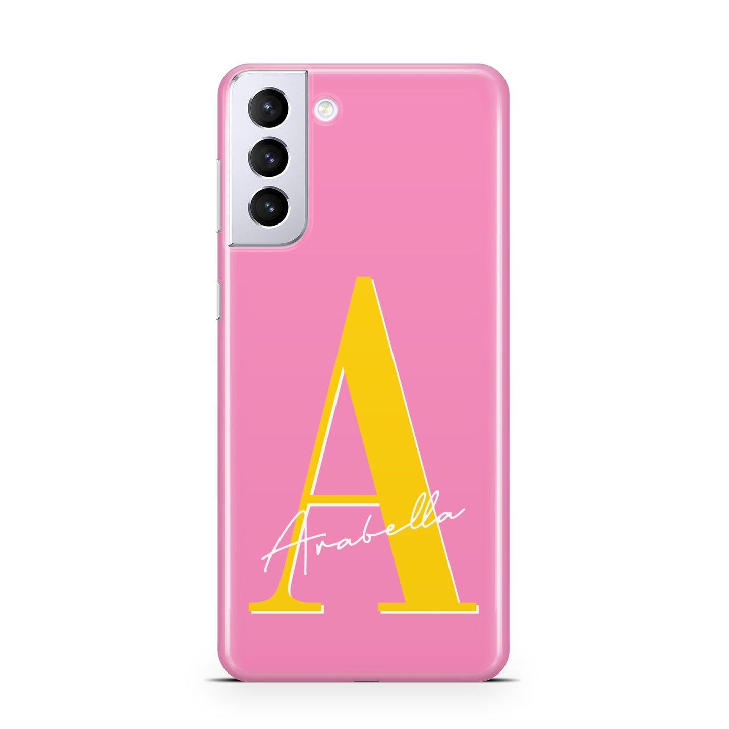 Personalised Pink Yellow Initial Samsung S21 Plus Phone Case