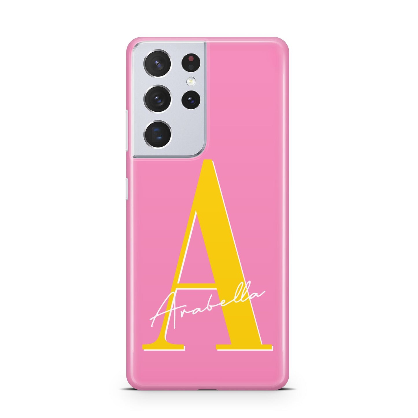 Personalised Pink Yellow Initial Samsung S21 Ultra Case