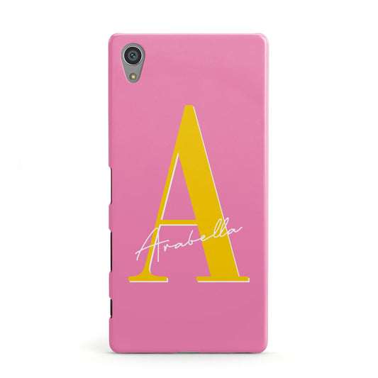 Personalised Pink Yellow Initial Sony Xperia Case