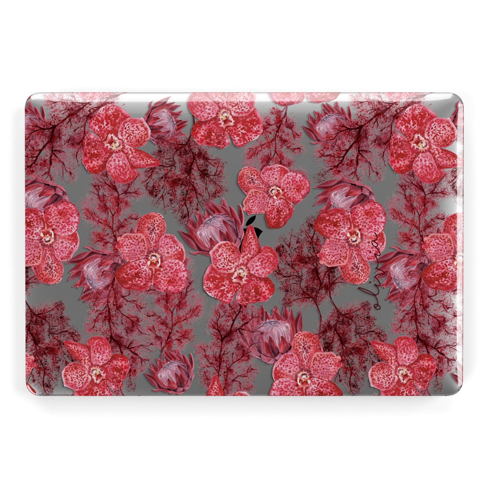 Personalised Pink and Red Floral Apple MacBook Case