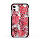 Personalised Pink and Red Floral Apple iPhone 11 in White with Black Impact Case