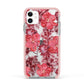 Personalised Pink and Red Floral Apple iPhone 11 in White with Pink Impact Case