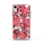 Personalised Pink and Red Floral Apple iPhone XR Impact Case Pink Edge on Silver Phone