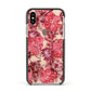 Personalised Pink and Red Floral Apple iPhone Xs Impact Case Black Edge on Gold Phone