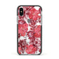 Personalised Pink and Red Floral Apple iPhone Xs Impact Case Black Edge on Silver Phone