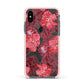 Personalised Pink and Red Floral Apple iPhone Xs Impact Case Pink Edge on Black Phone