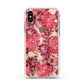 Personalised Pink and Red Floral Apple iPhone Xs Impact Case Pink Edge on Gold Phone