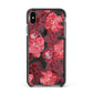 Personalised Pink and Red Floral Apple iPhone Xs Max Impact Case Black Edge on Black Phone