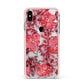 Personalised Pink and Red Floral Apple iPhone Xs Max Impact Case Pink Edge on Silver Phone