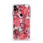 Personalised Pink and Red Floral Apple iPhone Xs Max Impact Case White Edge on Silver Phone