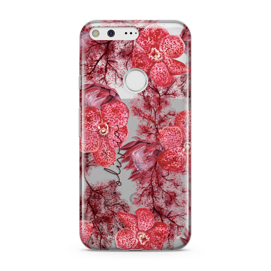 Personalised Pink and Red Floral Google Pixel Case