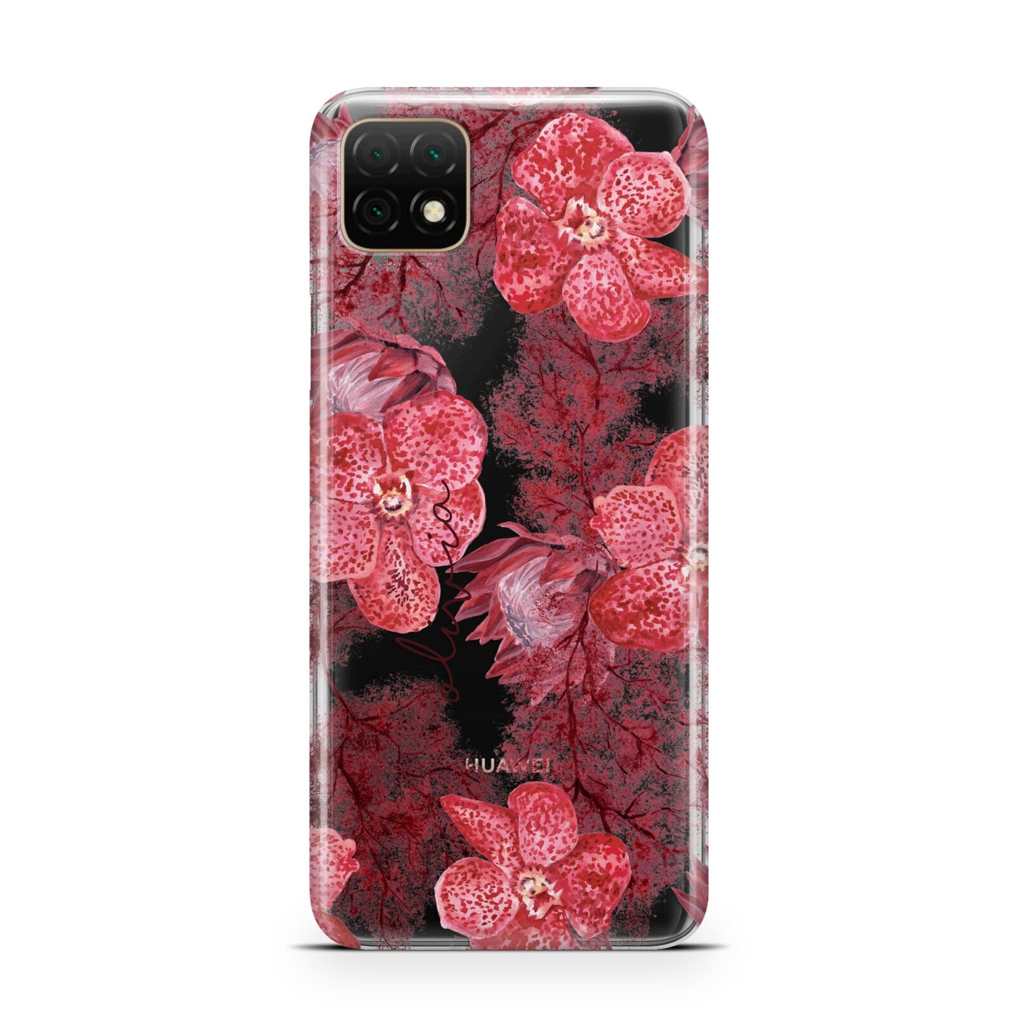 Personalised Pink and Red Floral Huawei Enjoy 20 Phone Case