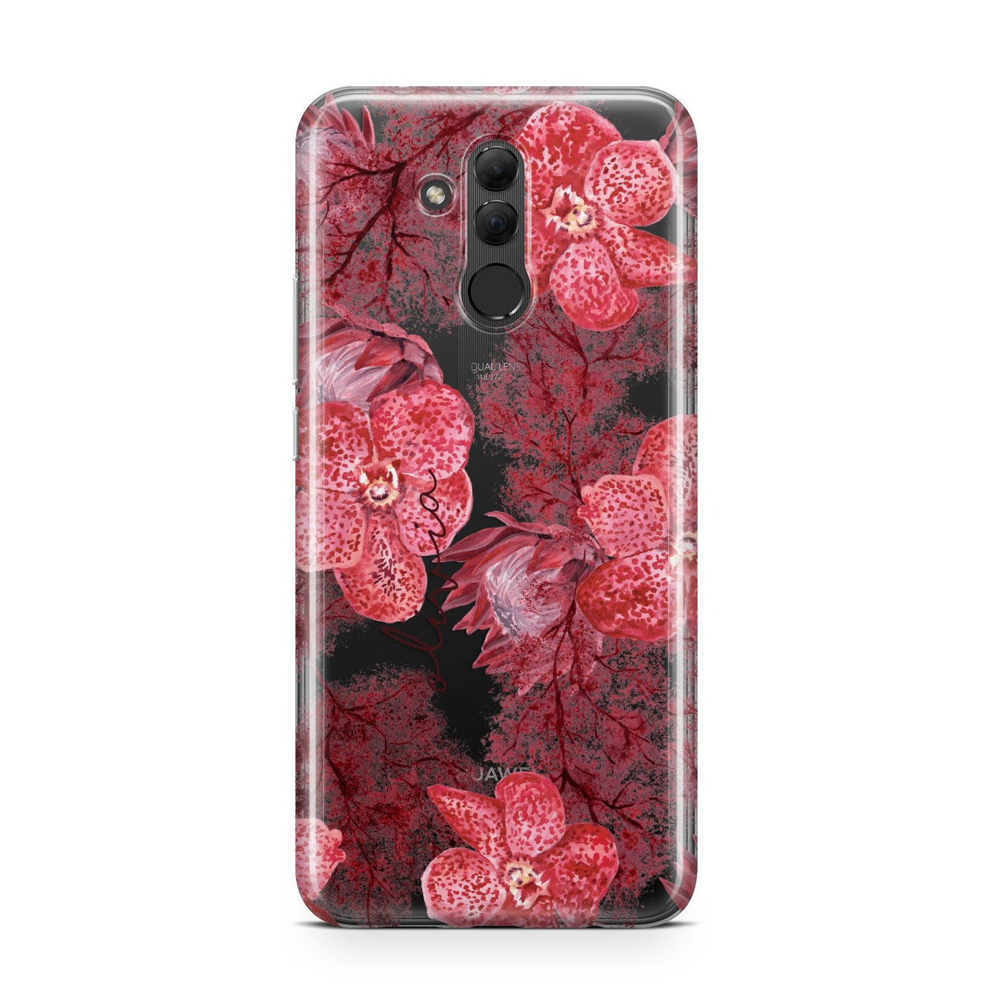 Personalised Pink and Red Floral Huawei Mate 20 Lite