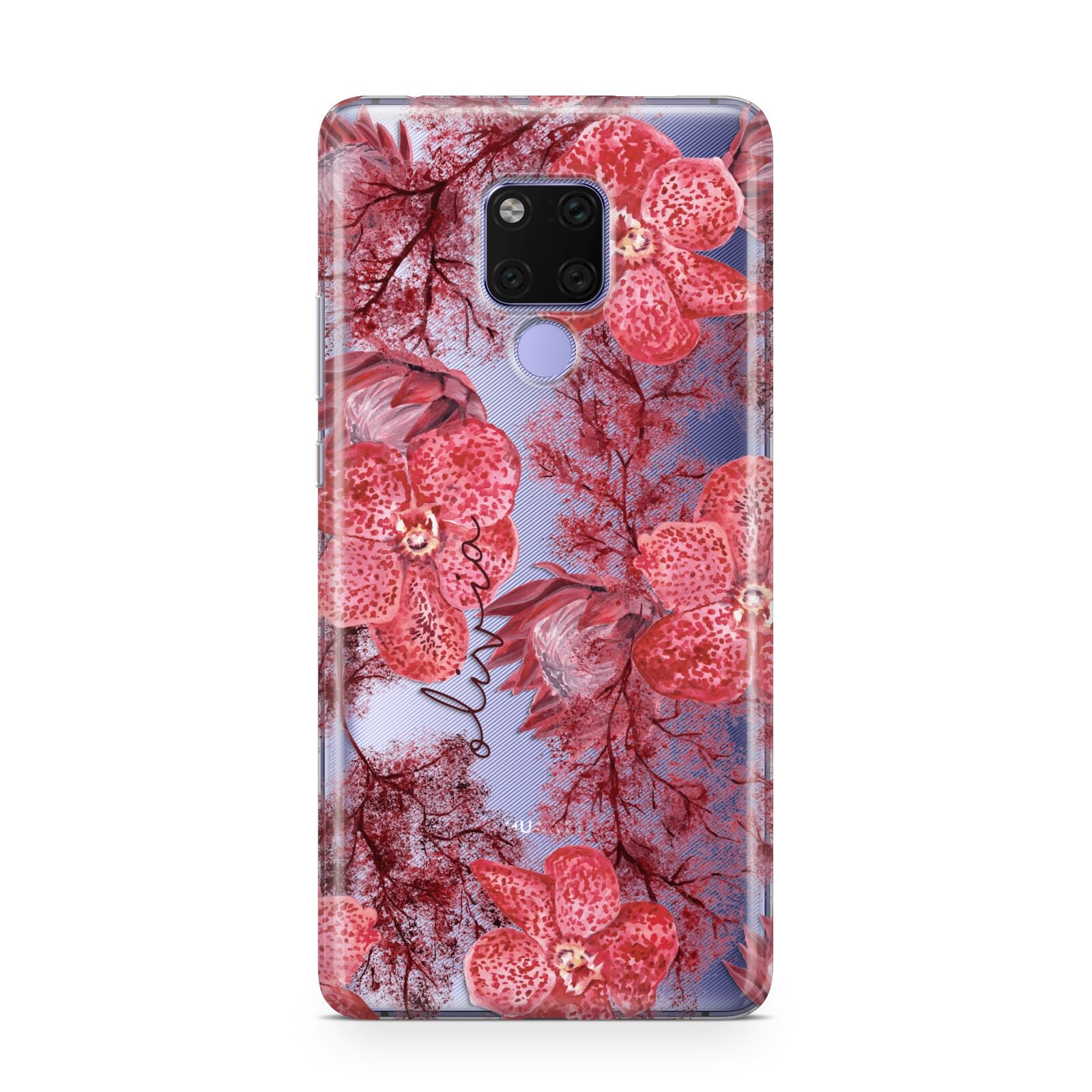 Personalised Pink and Red Floral Huawei Mate 20X Phone Case