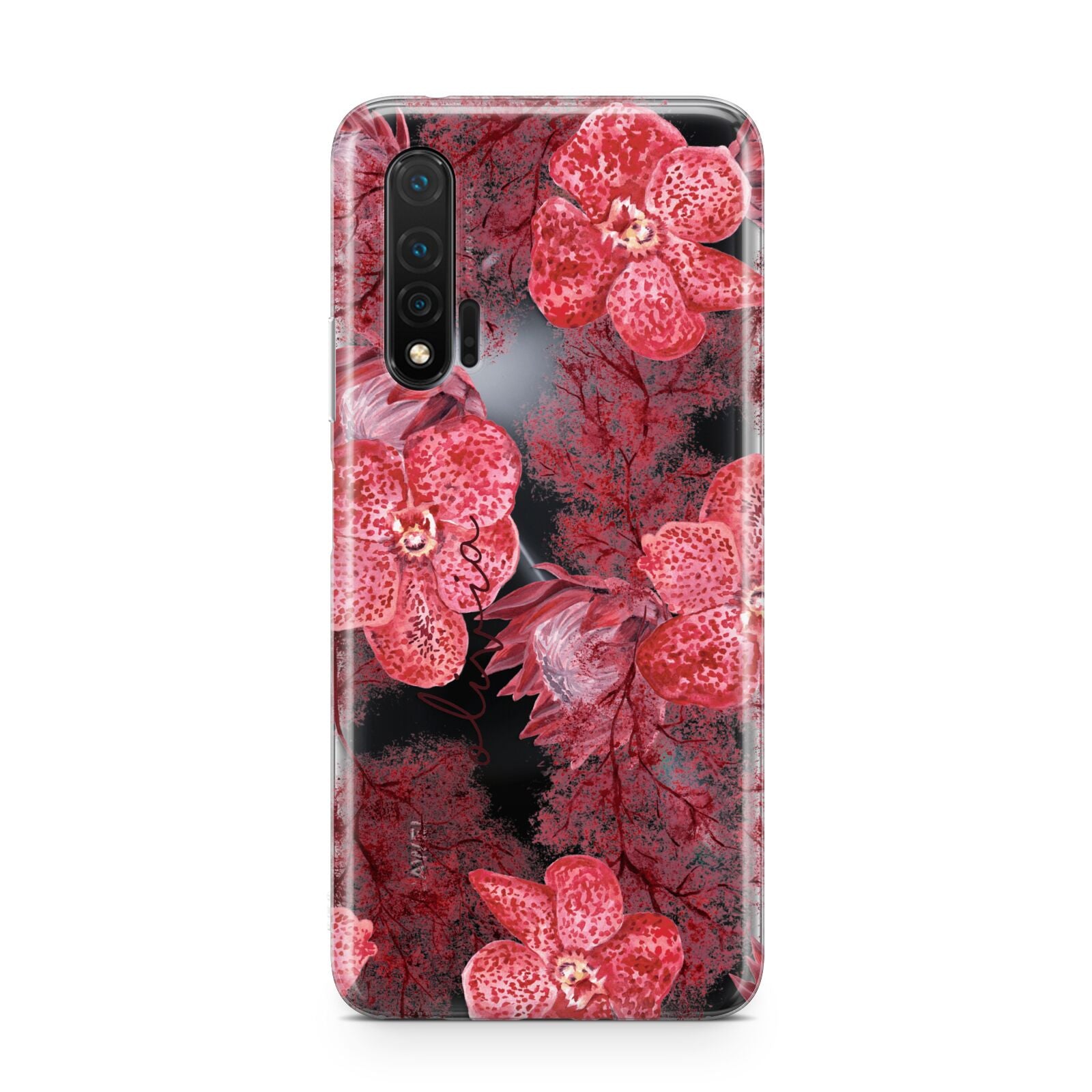 Personalised Pink and Red Floral Huawei Nova 6 Phone Case