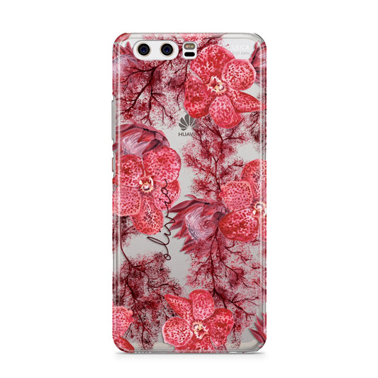 Personalised Pink and Red Floral Huawei P10 Phone Case