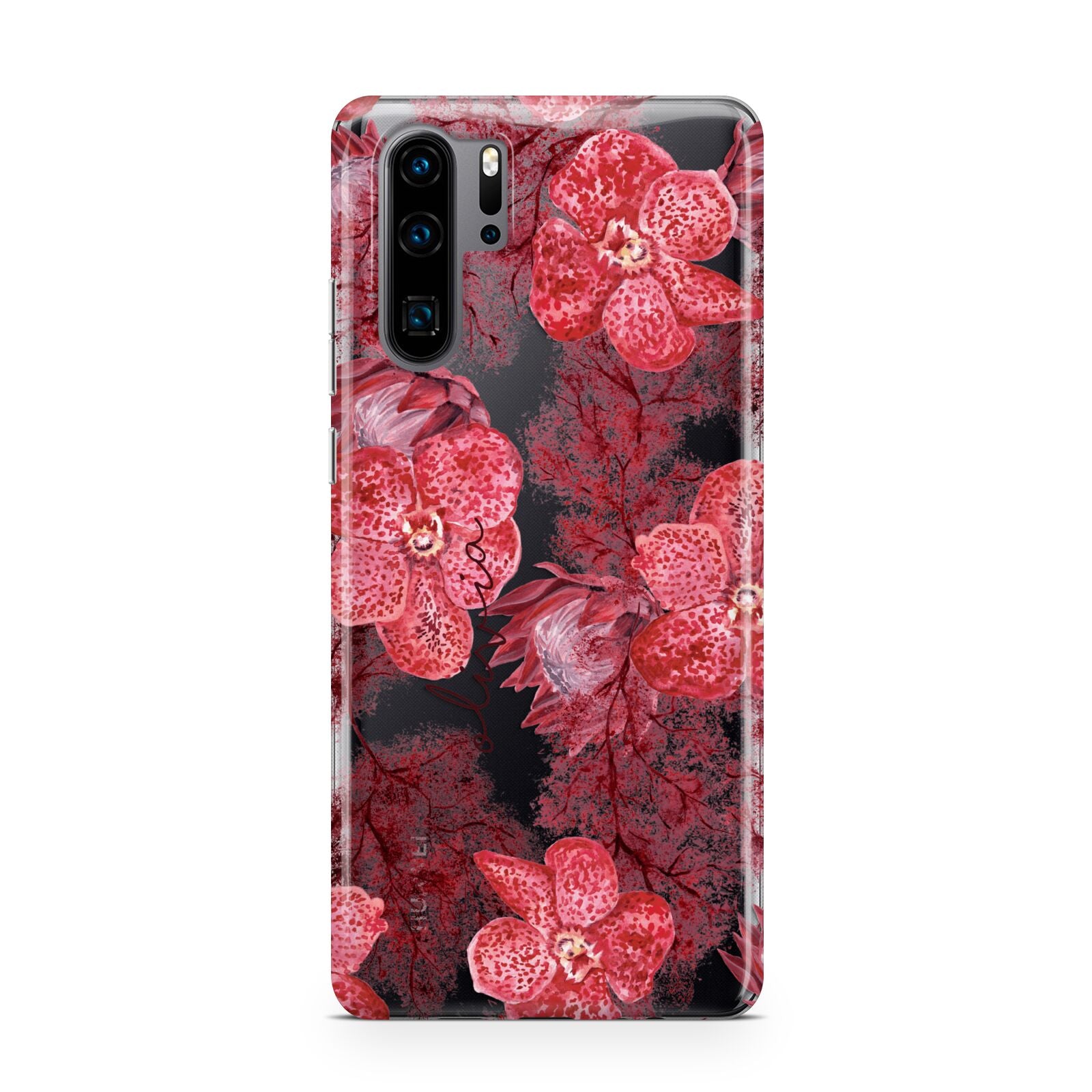 Personalised Pink and Red Floral Huawei P30 Pro Phone Case