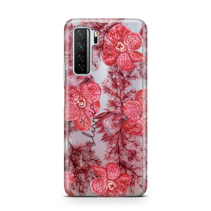 Personalised Pink and Red Floral Huawei P40 Lite 5G Phone Case