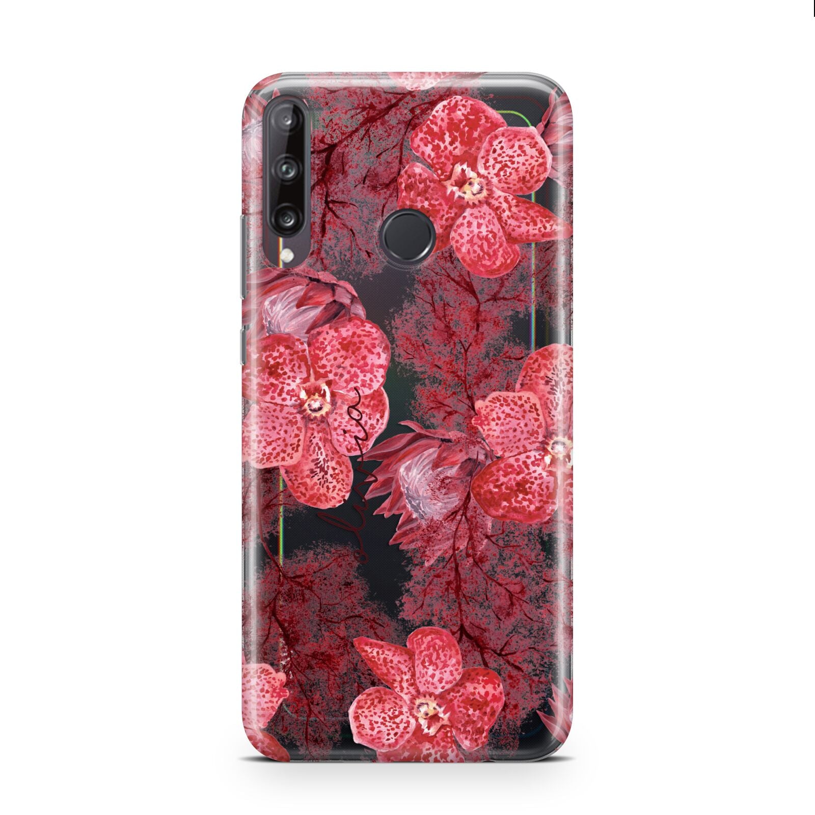 Personalised Pink and Red Floral Huawei P40 Lite E Phone Case