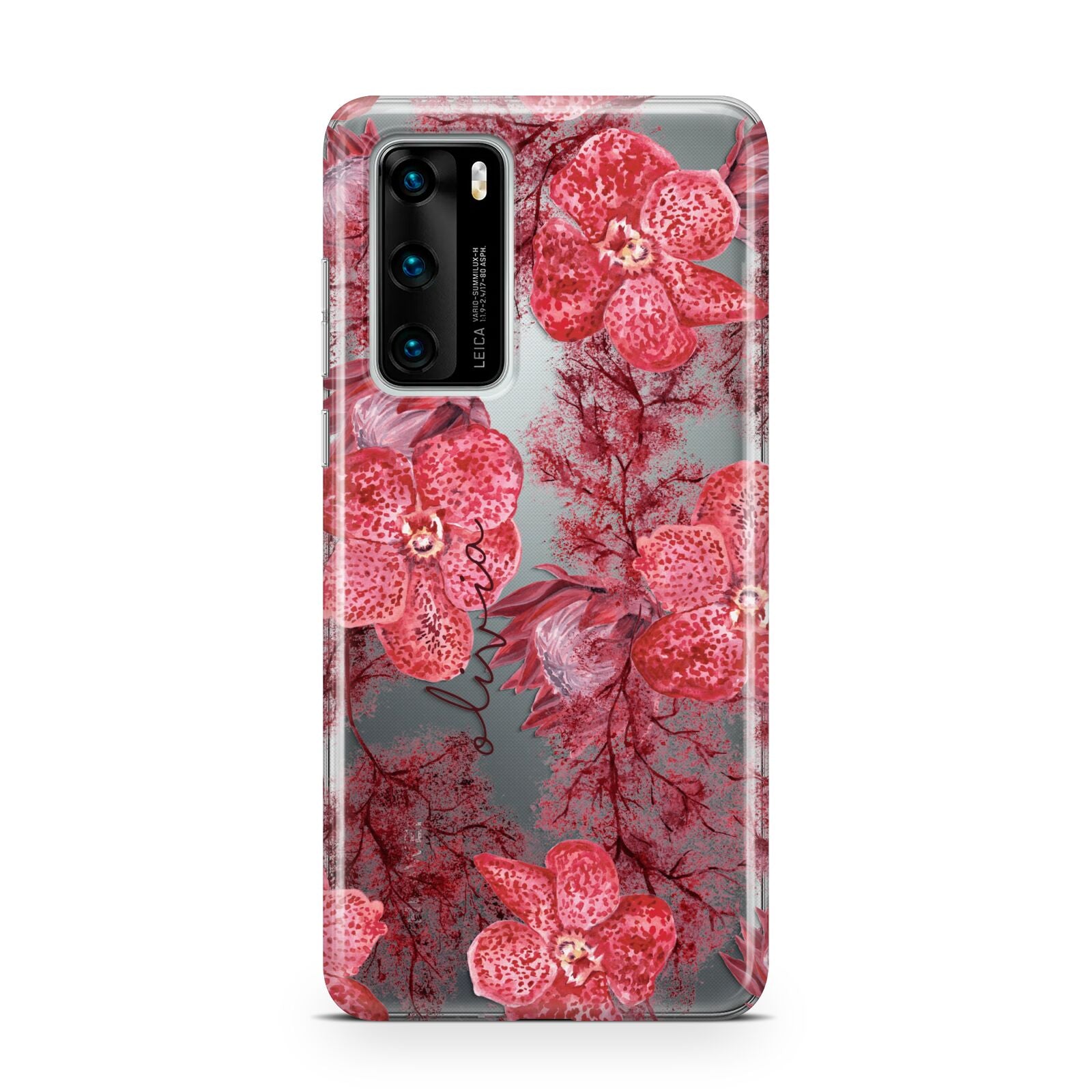 Personalised Pink and Red Floral Huawei P40 Phone Case