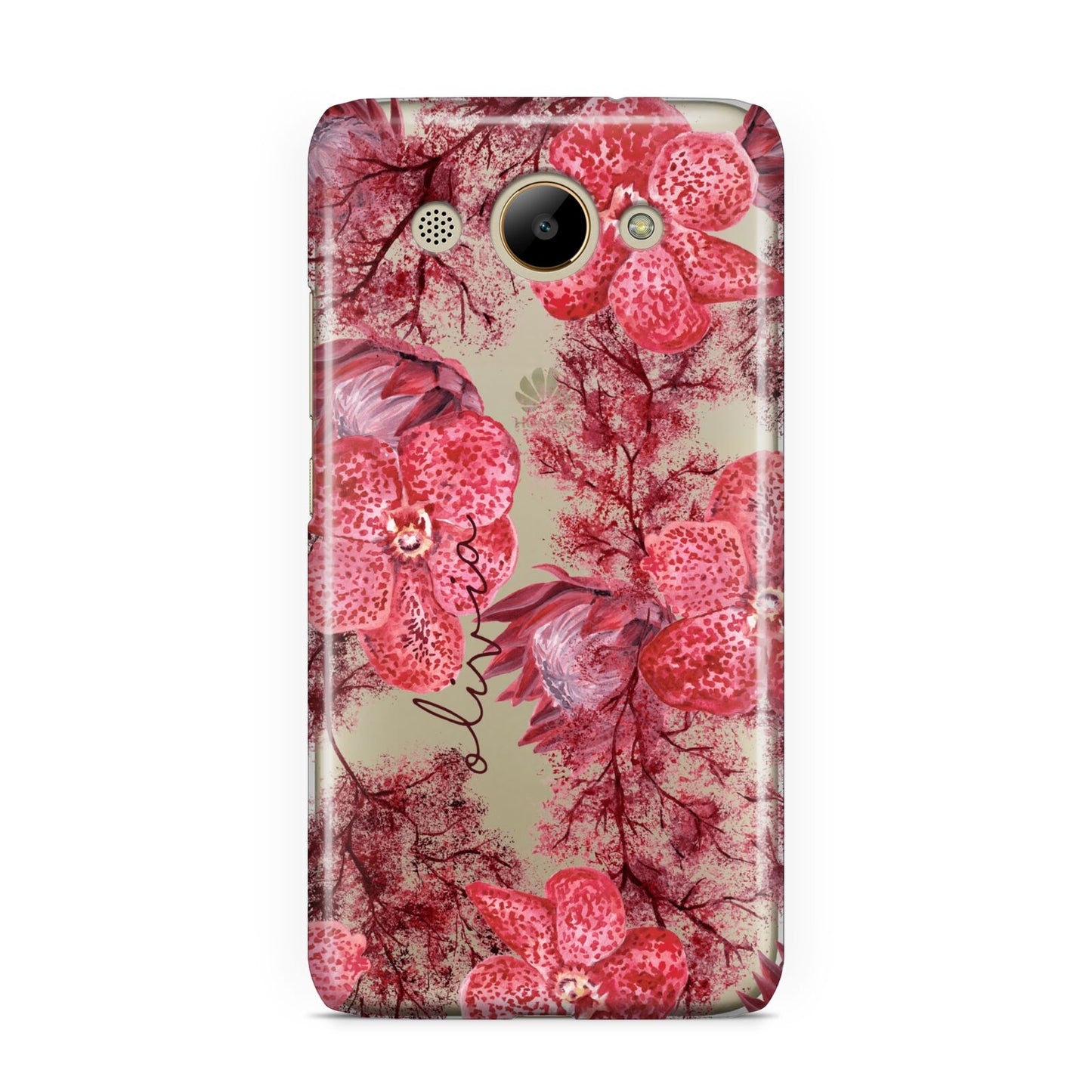 Personalised Pink and Red Floral Huawei Y3 2017