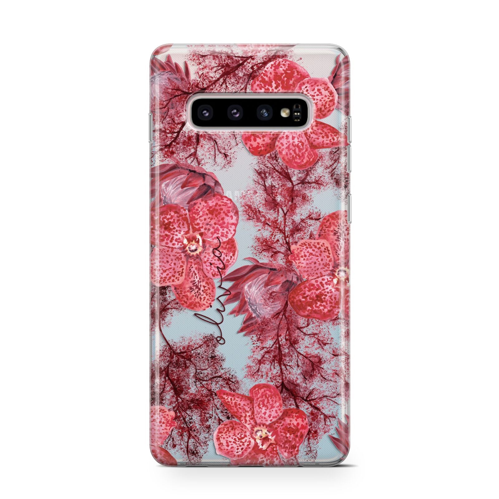 Personalised Pink and Red Floral Protective Samsung Galaxy Case