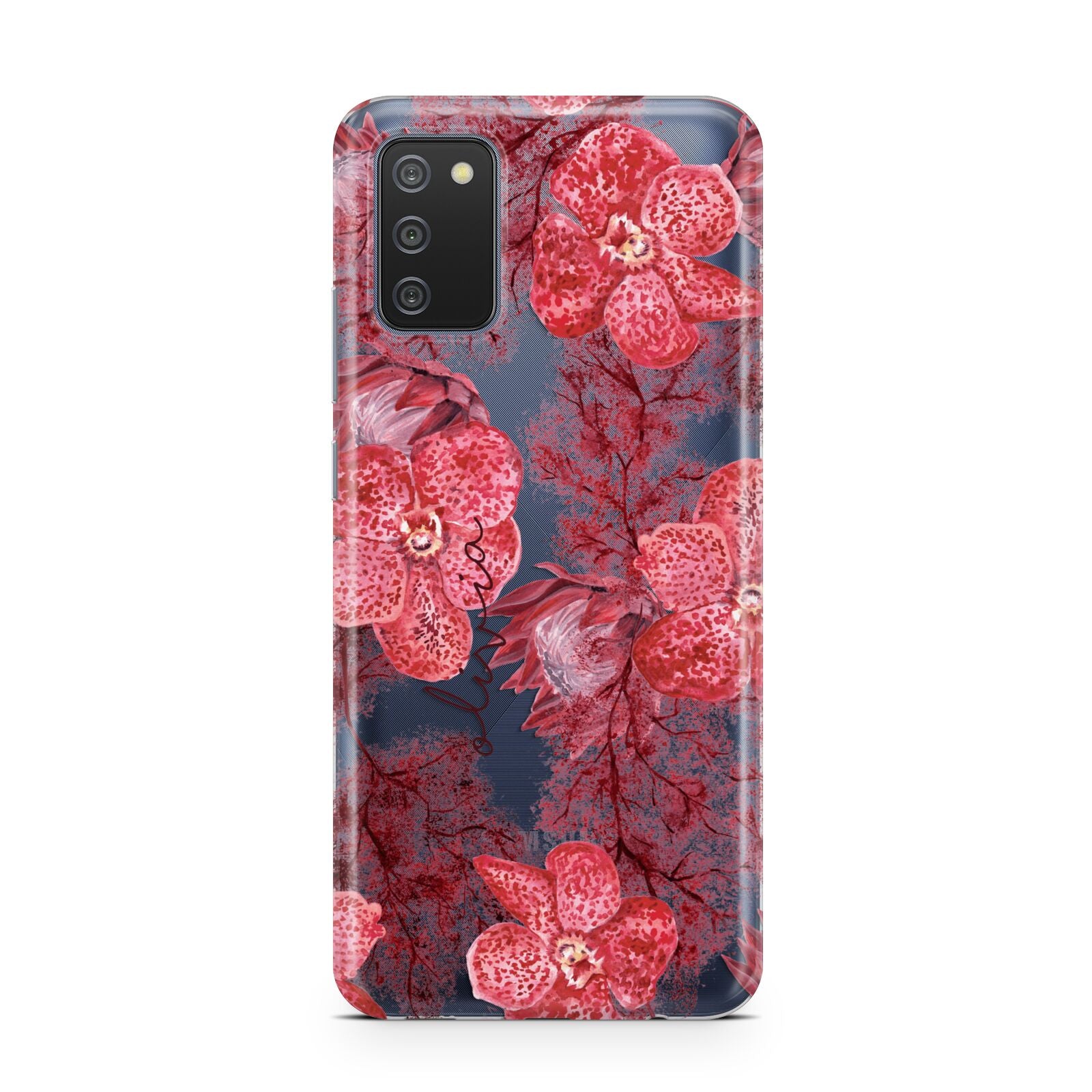 Personalised Pink and Red Floral Samsung A02s Case