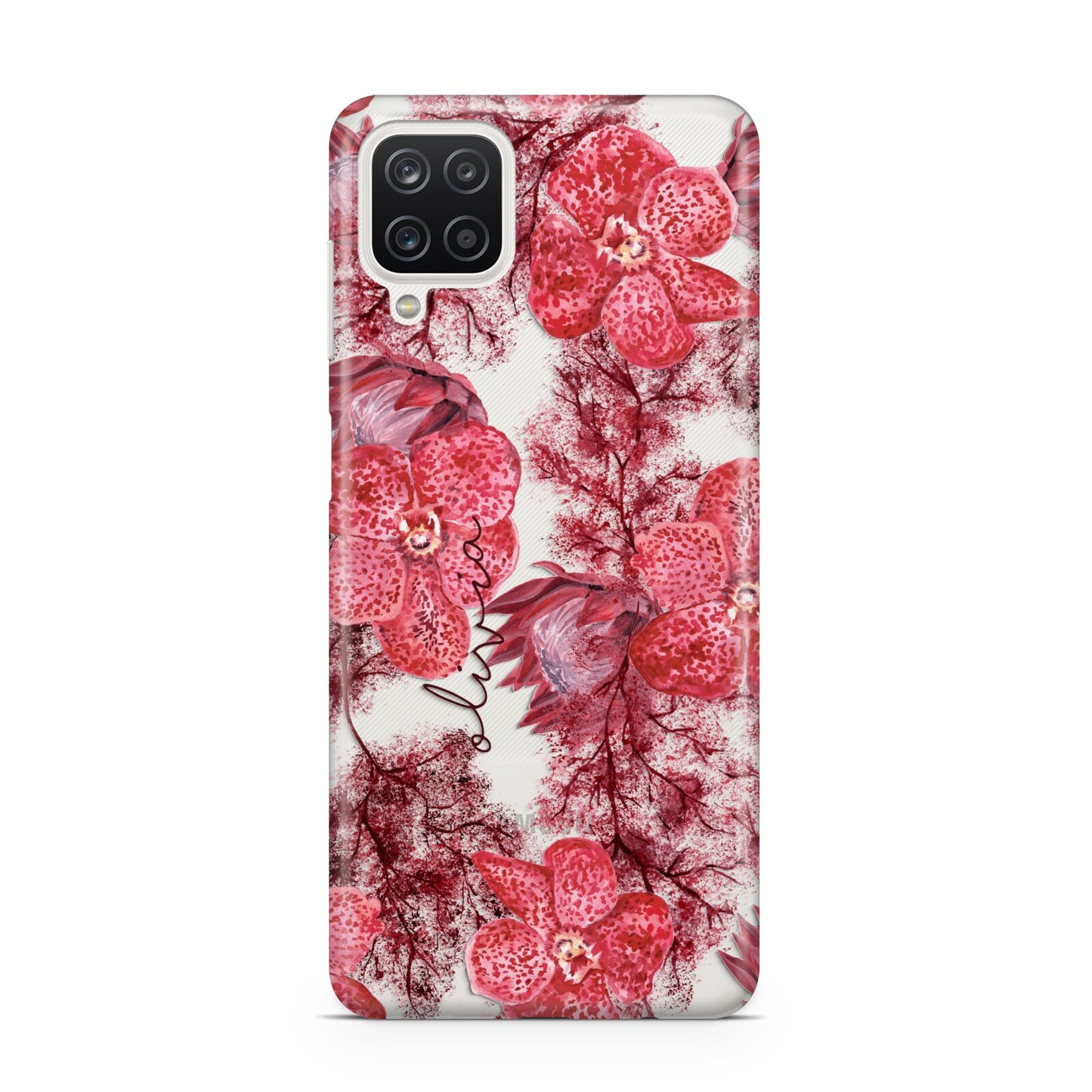 Personalised Pink and Red Floral Samsung A12 Case