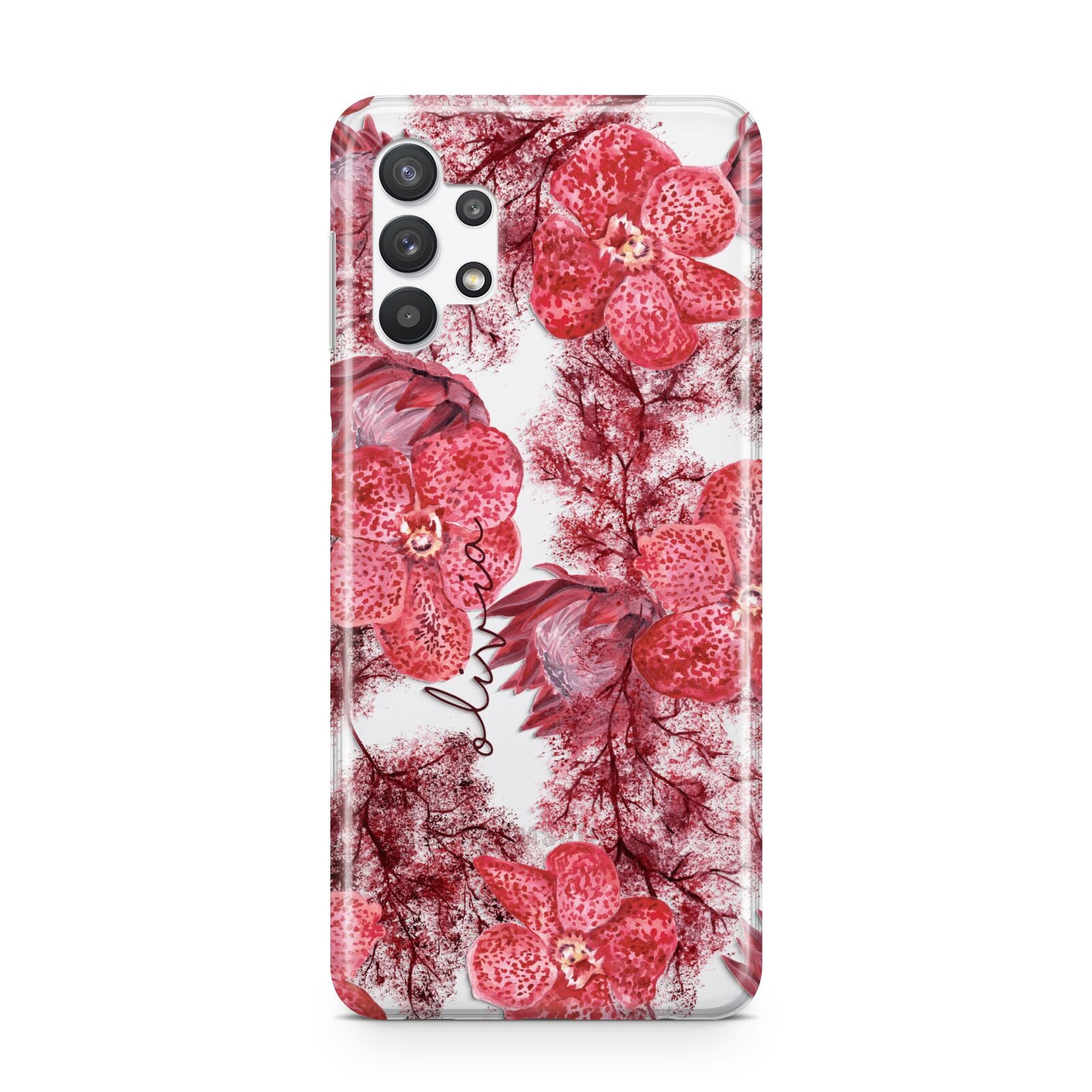 Personalised Pink and Red Floral Samsung A32 5G Case