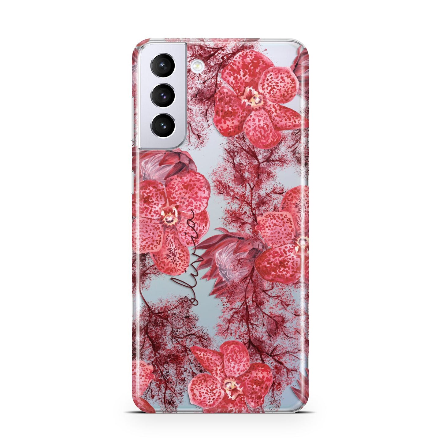 Personalised Pink and Red Floral Samsung S21 Plus Case