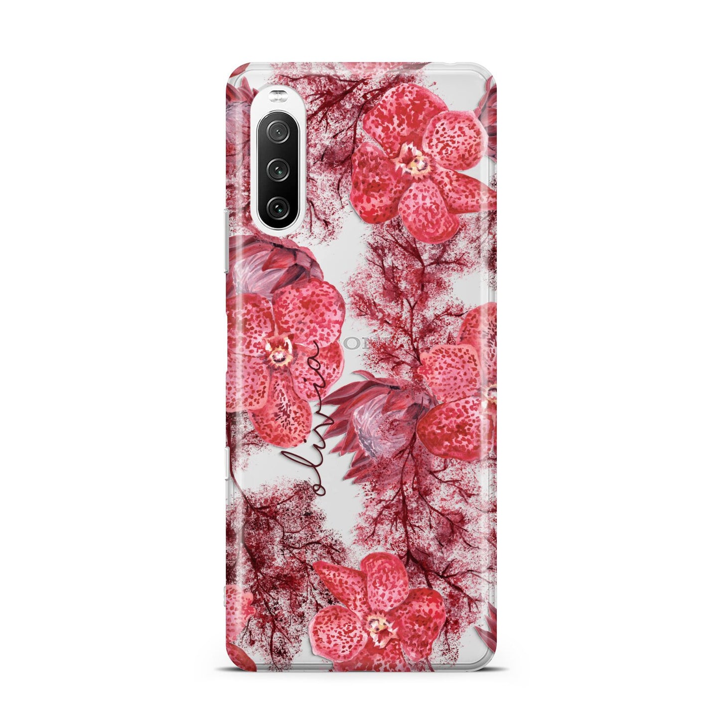 Personalised Pink and Red Floral Sony Xperia 10 III Case