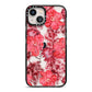 Personalised Pink and Red Floral iPhone 13 Black Impact Case on Silver phone