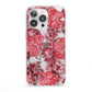 Personalised Pink and Red Floral iPhone 13 Pro Clear Bumper Case