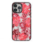 Personalised Pink and Red Floral iPhone 13 Pro Max Black Impact Case on Silver phone