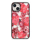 Personalised Pink and Red Floral iPhone 14 Black Impact Case on Silver phone