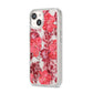 Personalised Pink and Red Floral iPhone 14 Clear Tough Case Starlight Angled Image