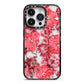 Personalised Pink and Red Floral iPhone 14 Pro Black Impact Case on Silver phone