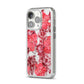 Personalised Pink and Red Floral iPhone 14 Pro Clear Tough Case Silver Angled Image