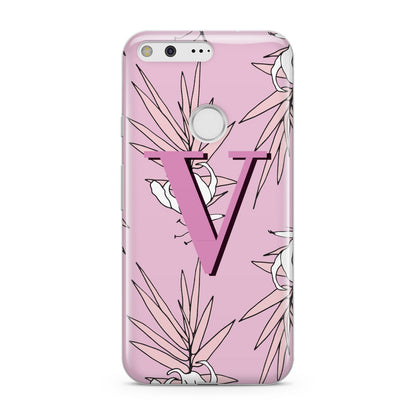 Personalised Pink and White Floral Monogram Google Pixel Case