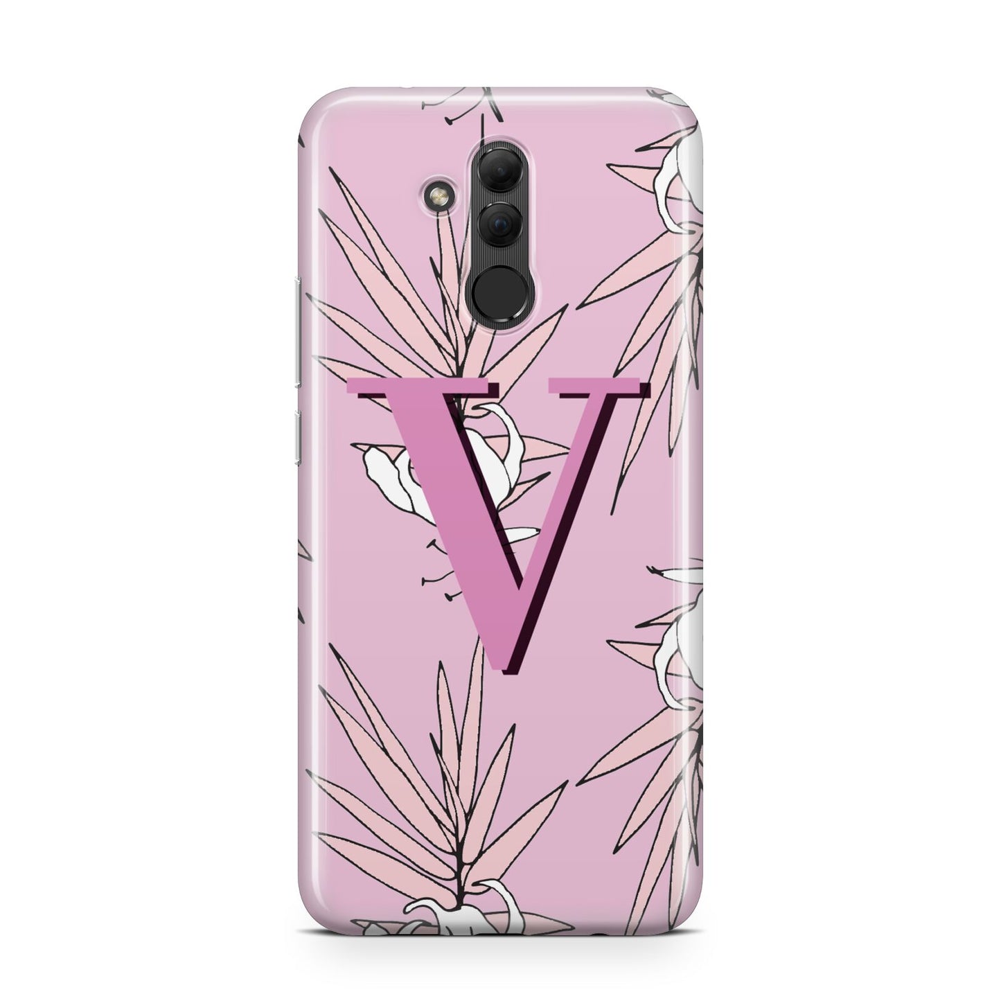 Personalised Pink and White Floral Monogram Huawei Mate 20 Lite