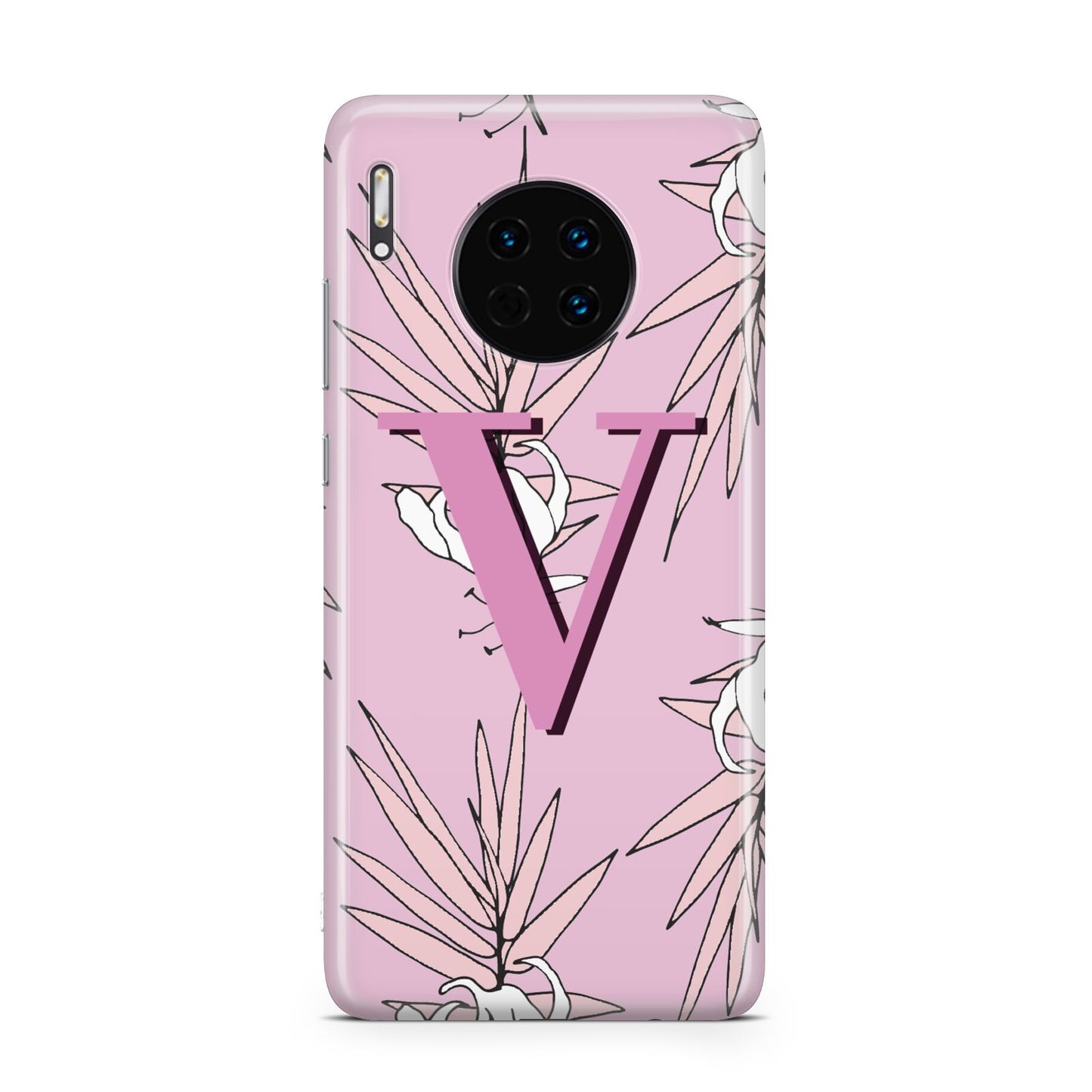 Personalised Pink and White Floral Monogram Huawei Mate 30