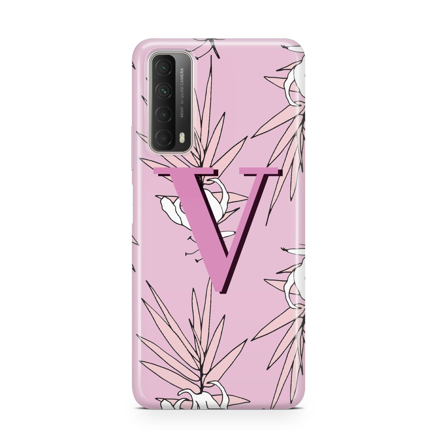 Personalised Pink and White Floral Monogram Huawei P Smart 2021