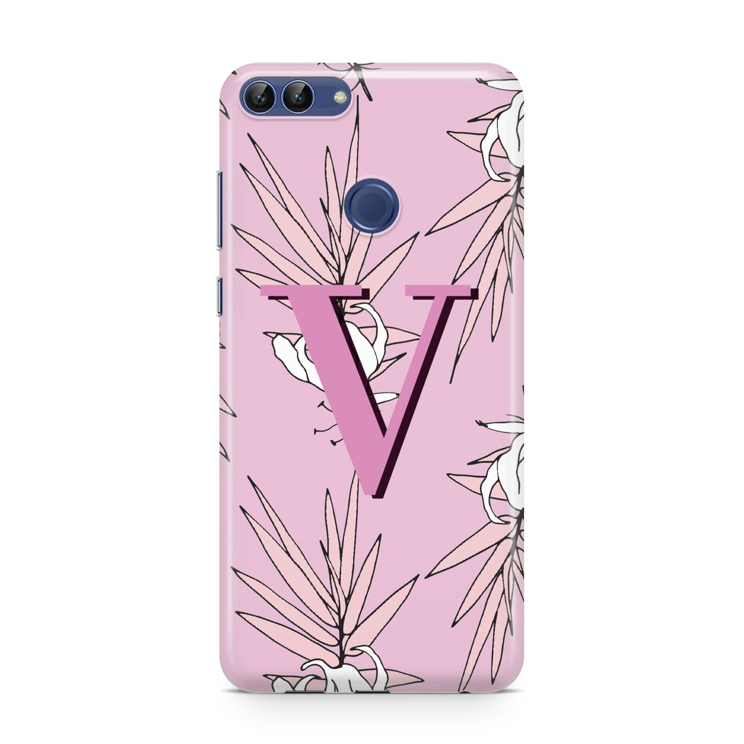 Personalised Pink and White Floral Monogram Huawei P Smart Case