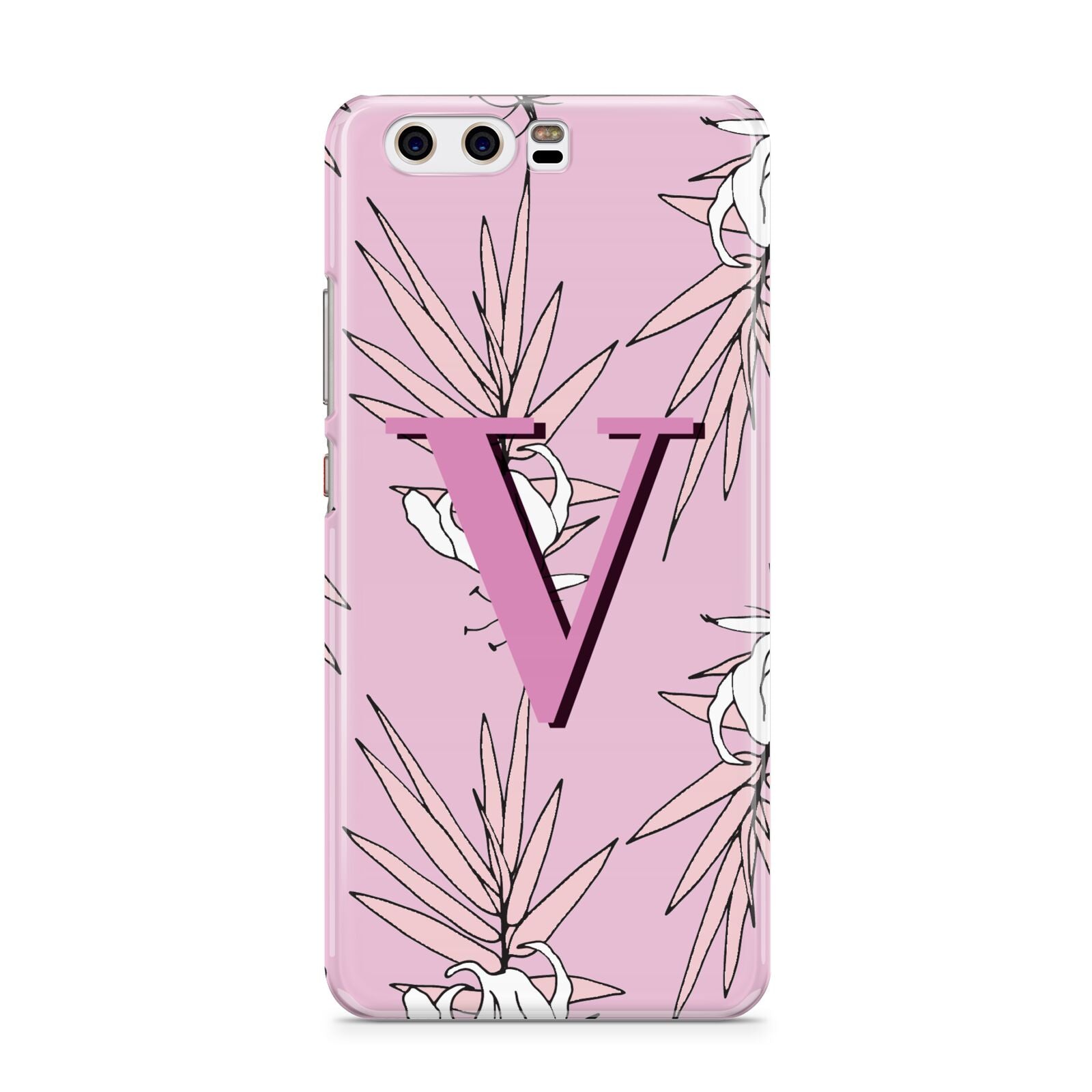 Personalised Pink and White Floral Monogram Huawei P10 Phone Case