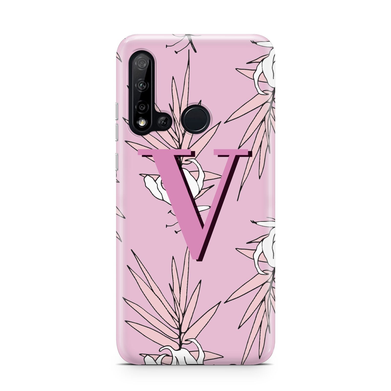 Personalised Pink and White Floral Monogram Huawei P20 Lite 5G Phone Case