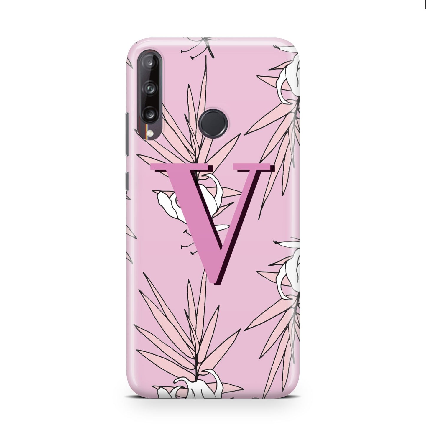 Personalised Pink and White Floral Monogram Huawei P40 Lite E Phone Case