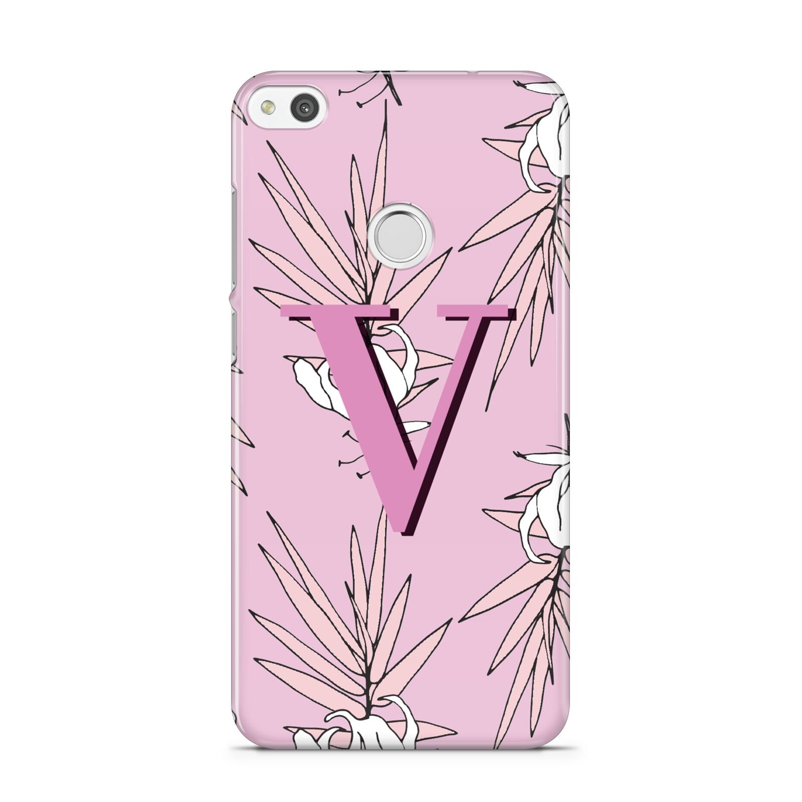 Personalised Pink and White Floral Monogram Huawei P8 Lite Case