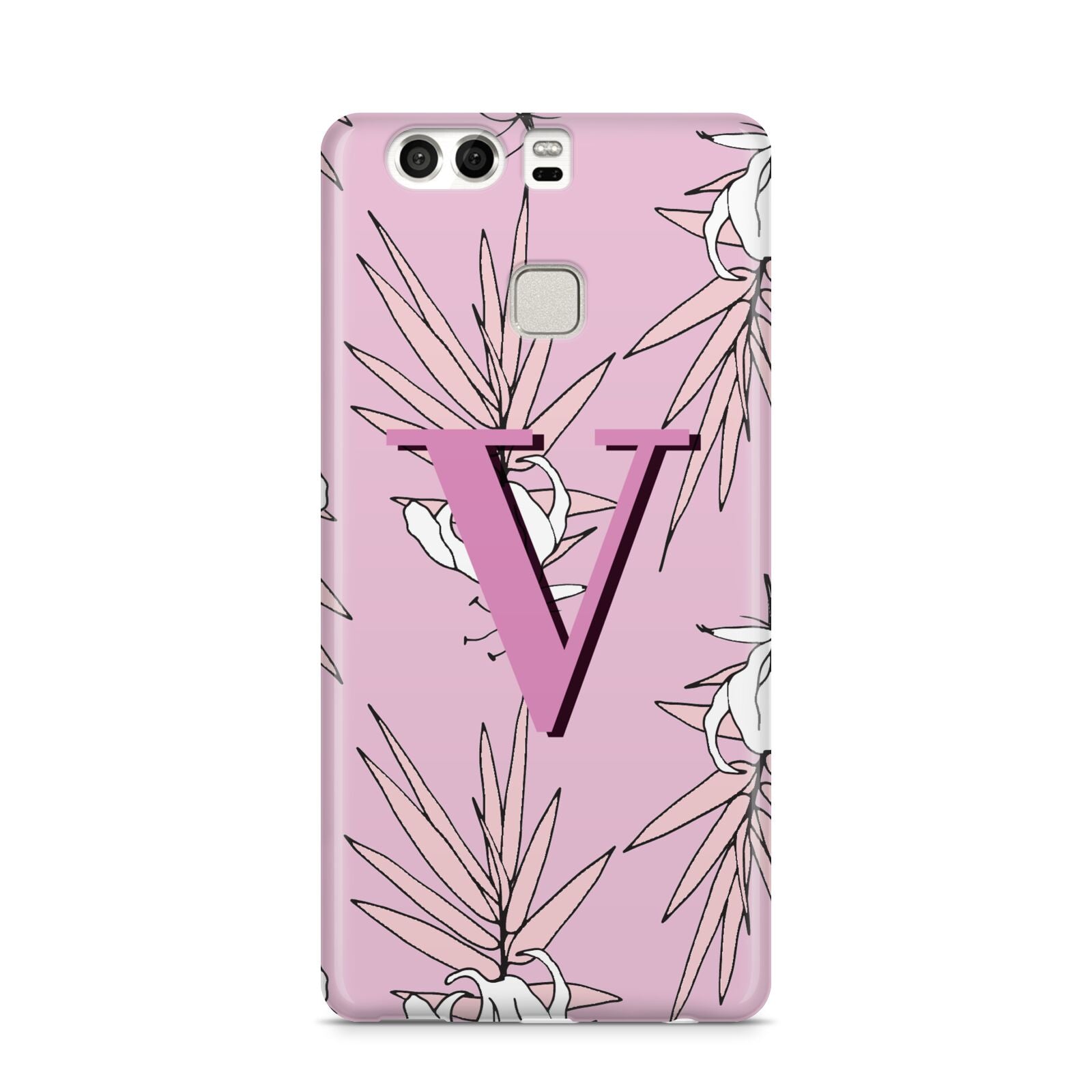 Personalised Pink and White Floral Monogram Huawei P9 Case