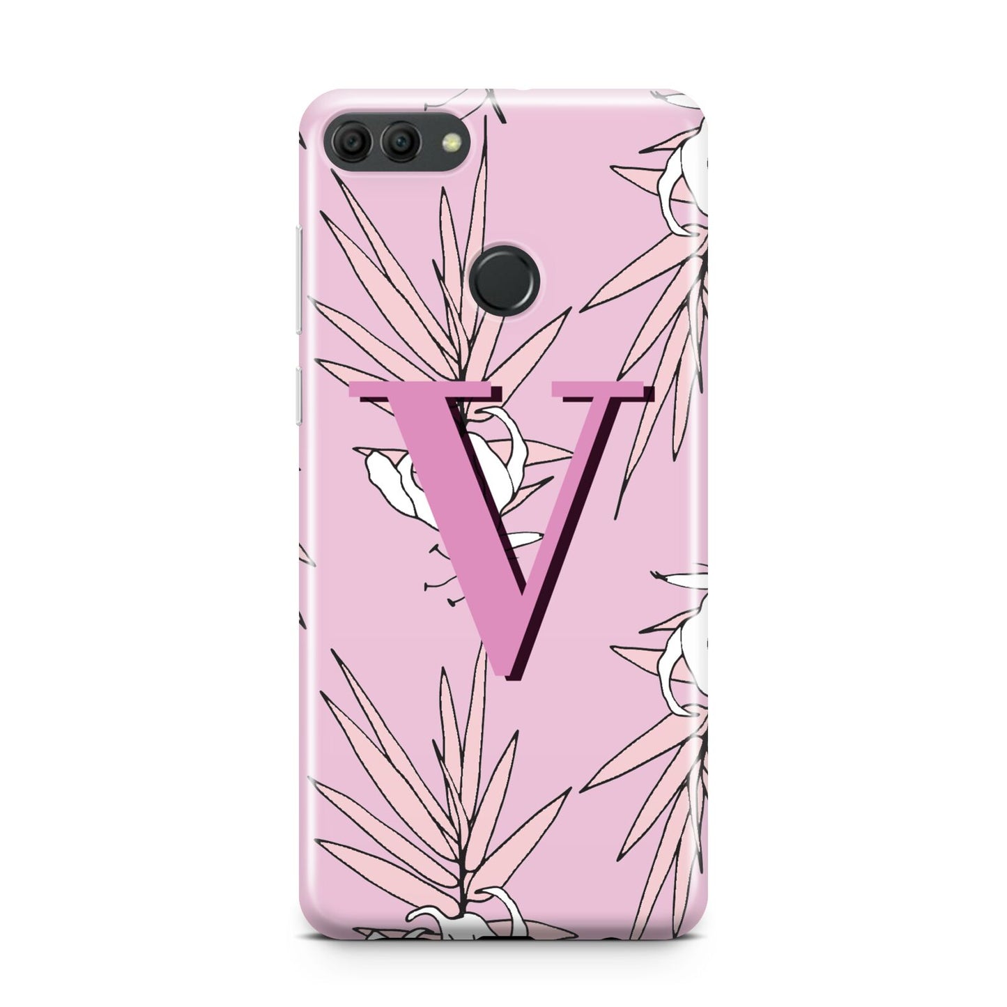 Personalised Pink and White Floral Monogram Huawei Y9 2018